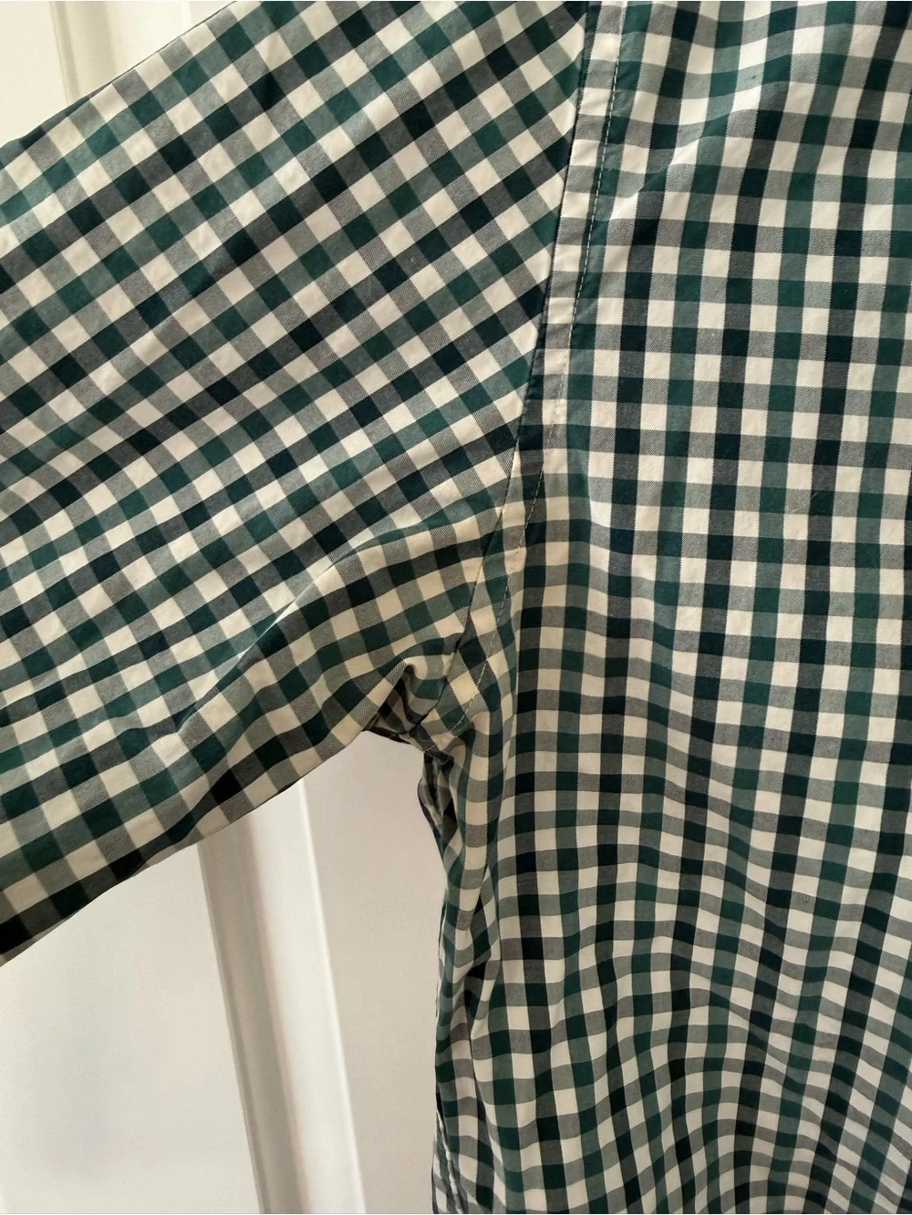J. Crew Green and White Gingham Button-Down Shirt